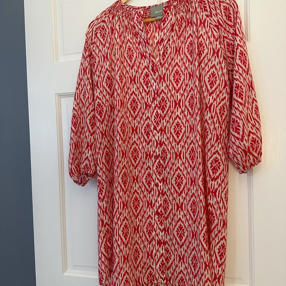 Anthropologie Maeve Pink Geometric Southwestern Shift Shirtdress Size SMALL